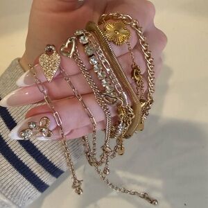 Gold and silver mixed jewelry set